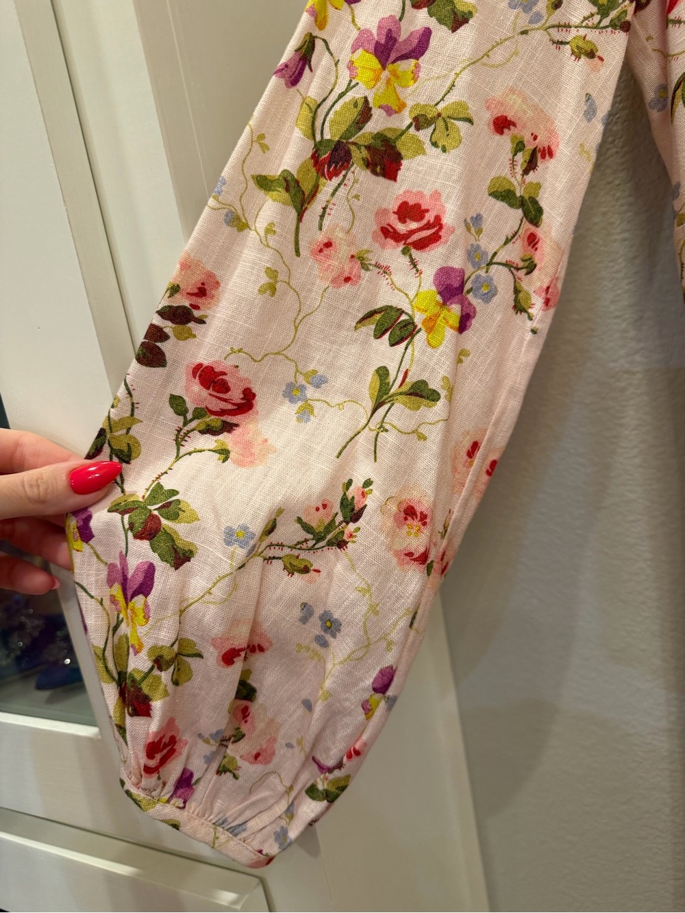 Like New Hill House Nadia Long Pink Floral Maxi Dress with Long Sleeves. Size S - Picture 8 of 9